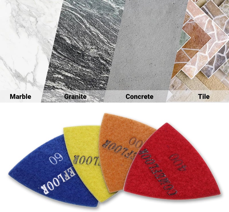 ComeFloor Triangular Diamond Polishing Pads for Corner Edge, Electroplated Sanding Pads for Oscillating Multi-Tools, 3’’(80mm), Grit 400, 4PCS - Image 5